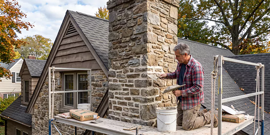 Tuckpointing Stone Chimney La Habra