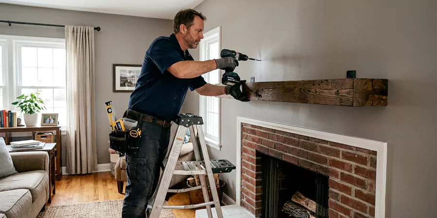Floating Shelf Mantel Installation La Habra